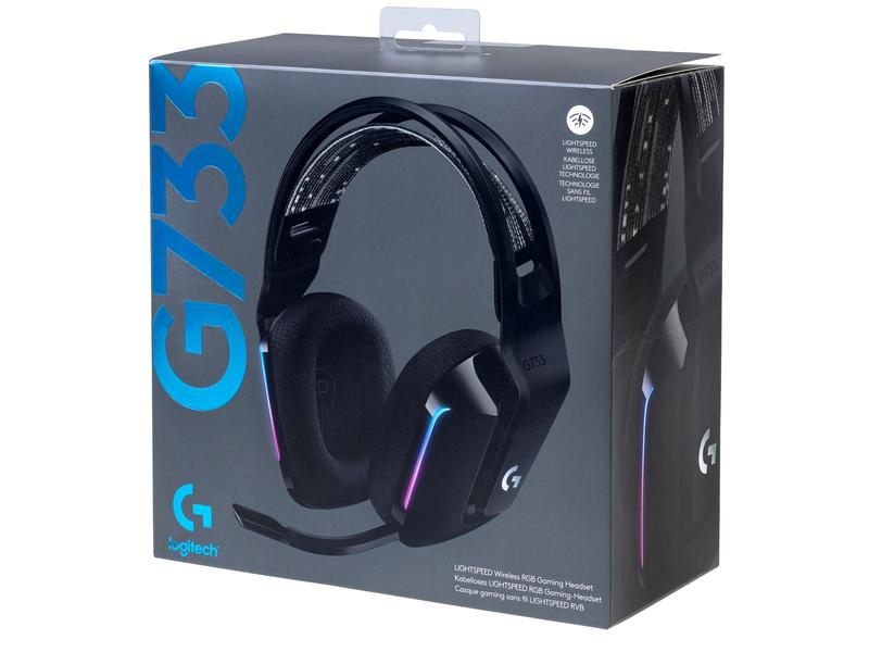 Logitech Headset G733 Lightspeed Schwarz Wireless-Gaming-Headset mit DTS 7.1 Surround-Sound und RGB Beleuchtung