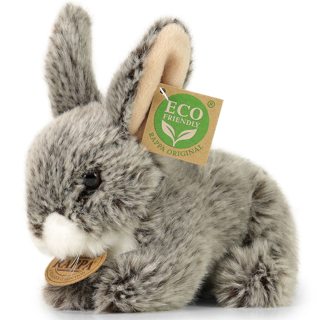 Rappa knuffelkonijn liggend grijs - 17 cm