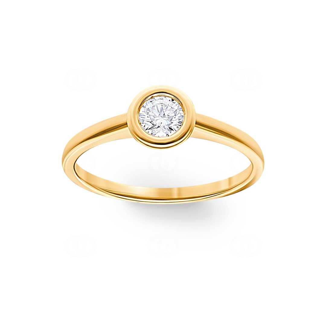 0.30 Karat Diamant Verlobungsring 750/18 K Gelbgold in Zargenfassung