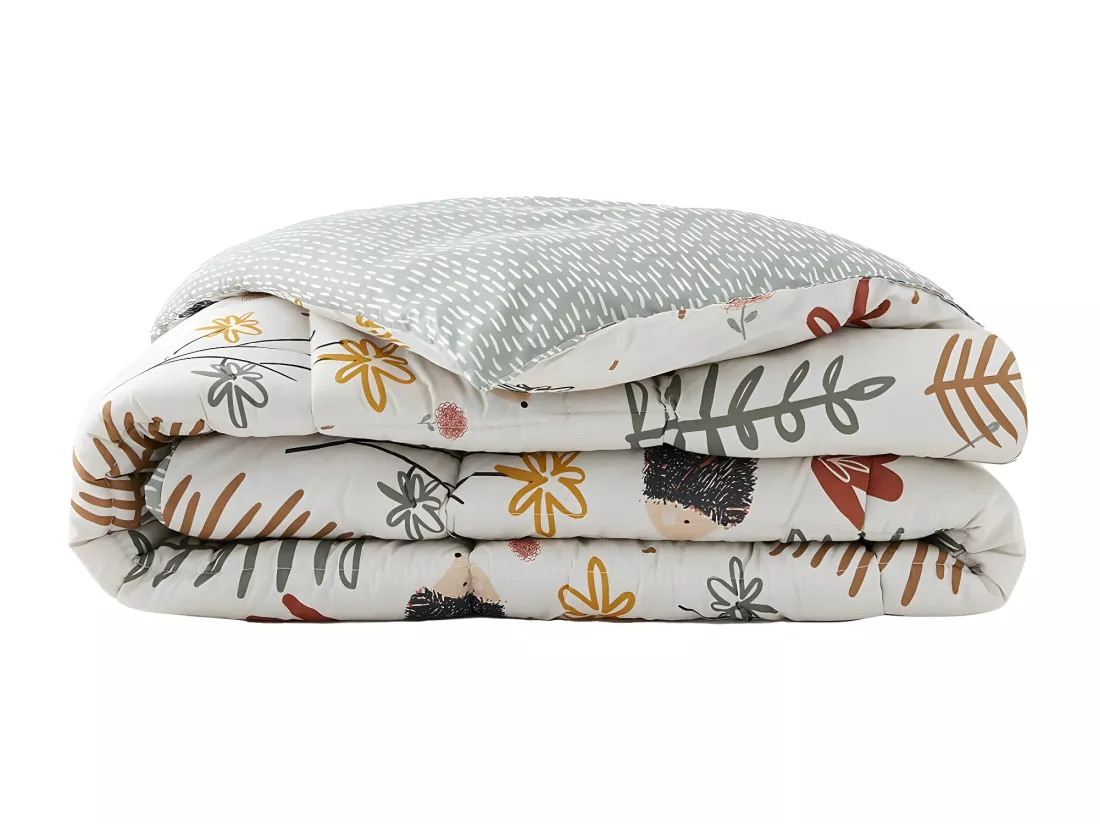 GEDEON - Couette Imprimée Motifs Hérisson 240x220 cm + 2 Taies d'oreiller 60x60 cm