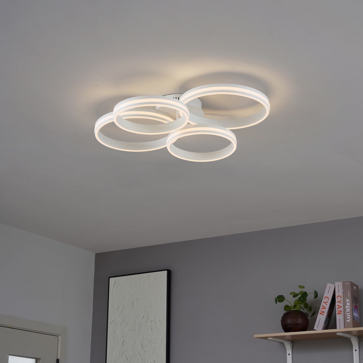 Plafondlamp wit incl. LED 3-staps dimbaar 4-lichts - Navara