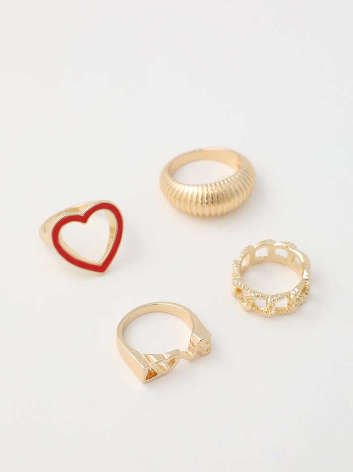 Conjunto de 4 anéis - Dourado