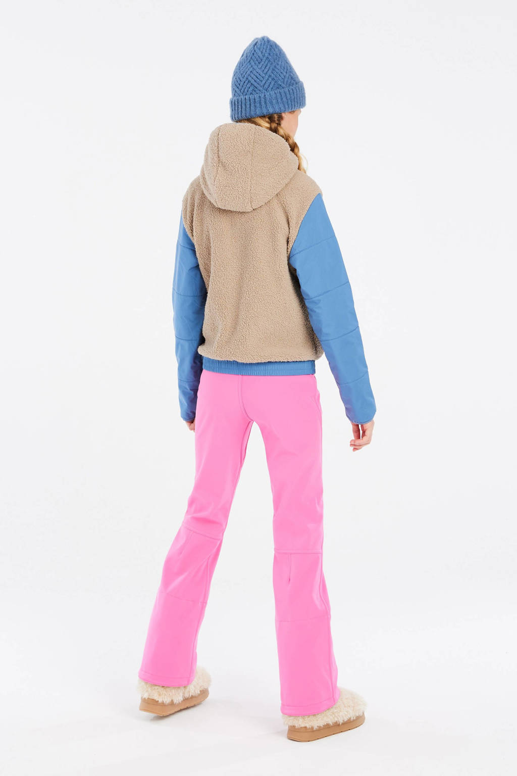 Protest sweatvest lichtbruin/blauw/roze