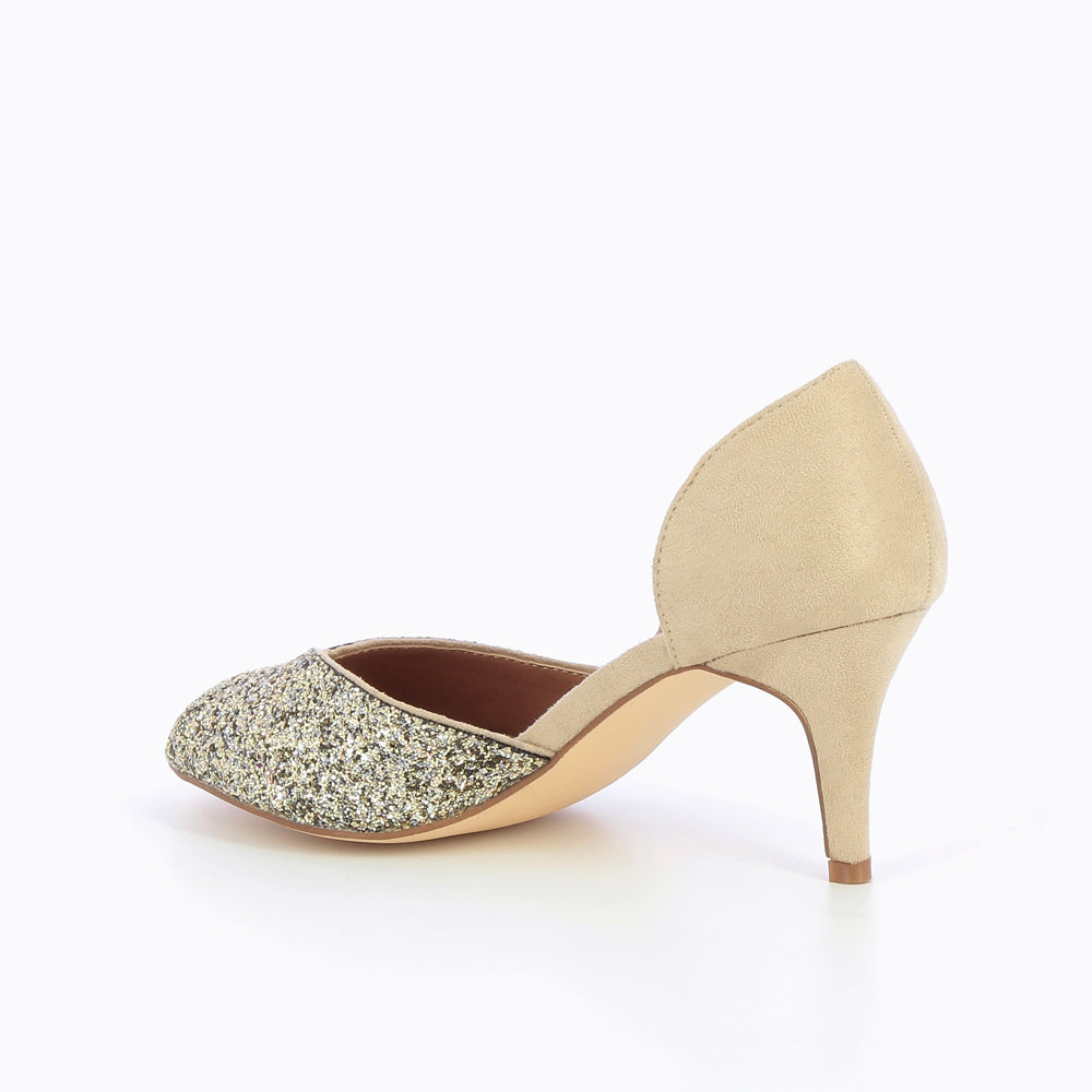 Escarpins-Escarpins peep-toe Diane beige et champagne