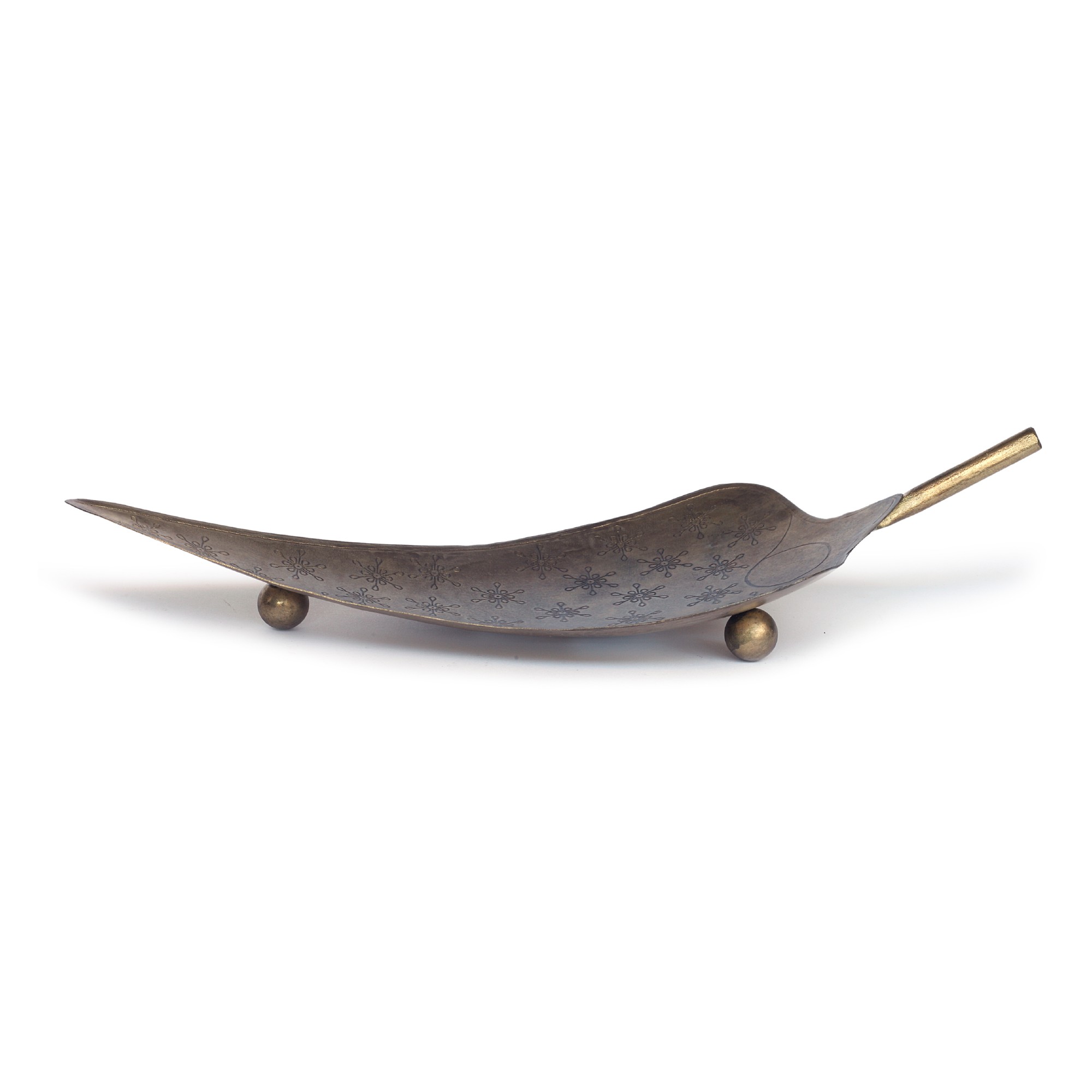 Ablage 'Blatt', Metall, antik-finish, L 31 cm, B 5,5 cm, H 5 cm von fischer's lagerhaus