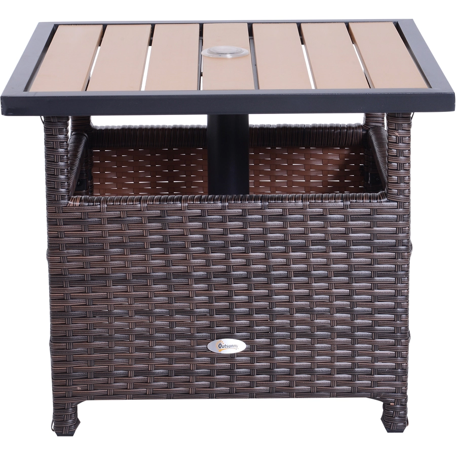 Outsunny Polyrattan Gartentisch braun