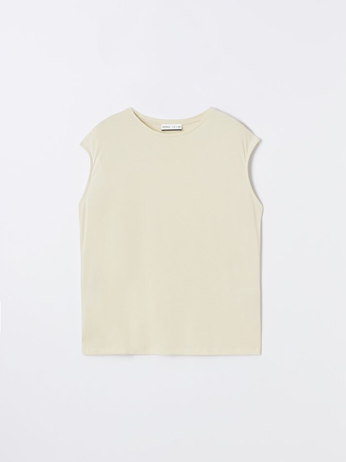 Camiseta fluida sem mangas - Amarelo Pastel