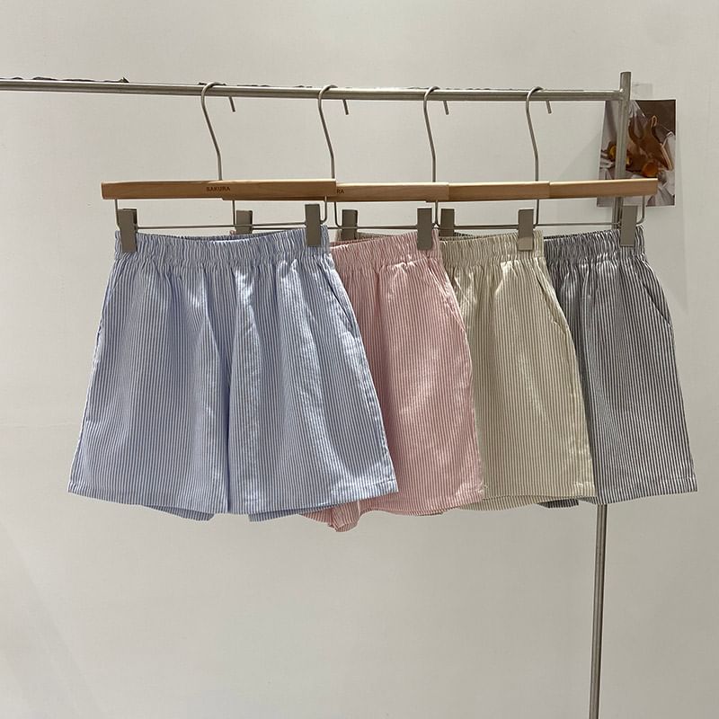 Moon City - Gestreepte shorts met elastische taille