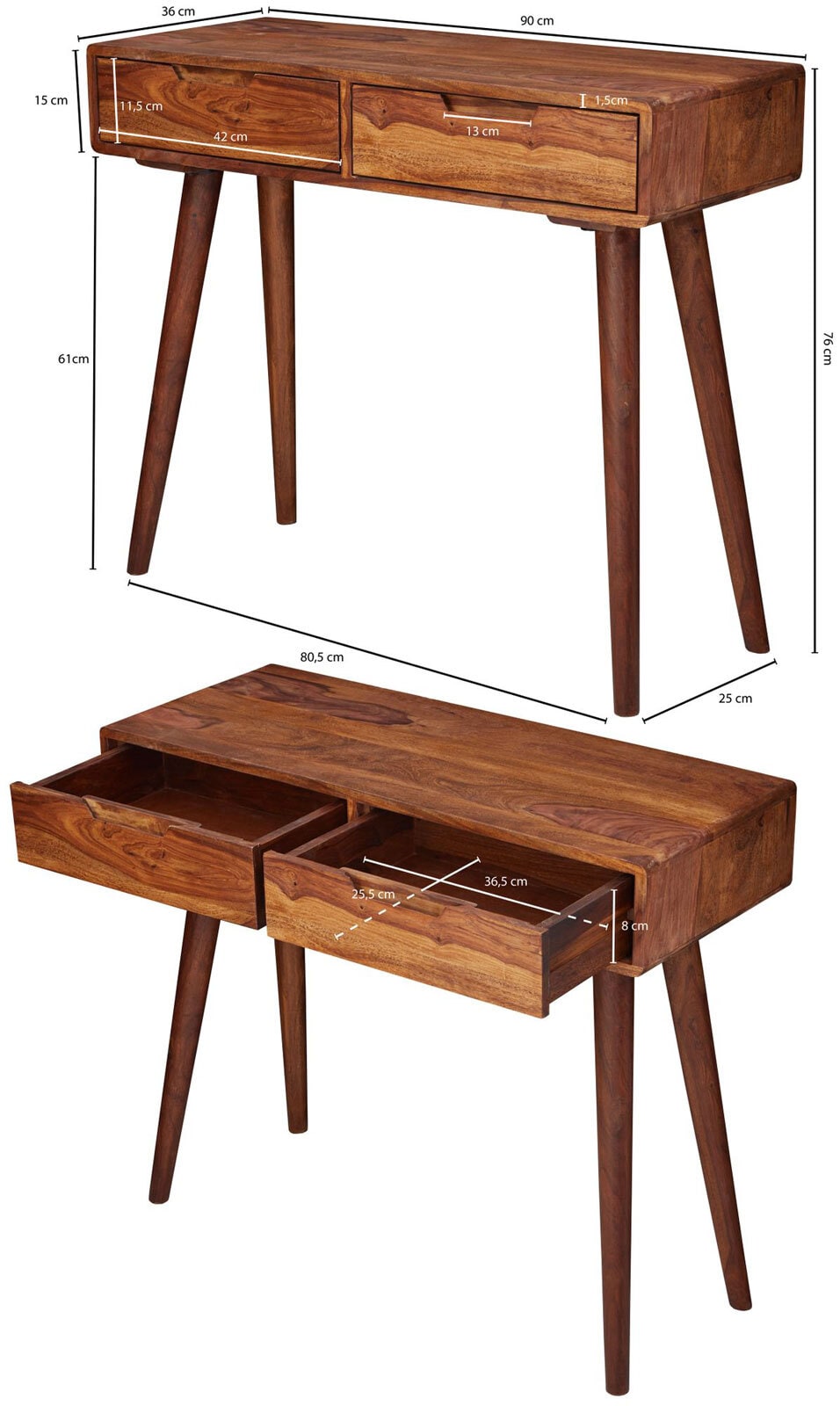 Konsolentisch Sandnes Massiv Rosenholz
