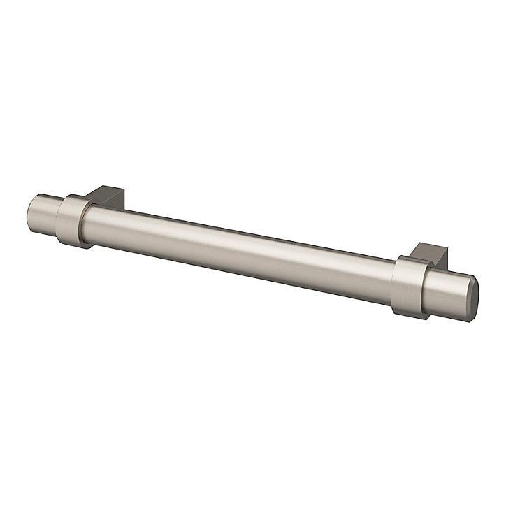 Poignée de meuble en T GoodHome Kerver acier et Zamac effet nickel satin gris l.168mm x l.18mm x H. 34mm entraxe 128mm