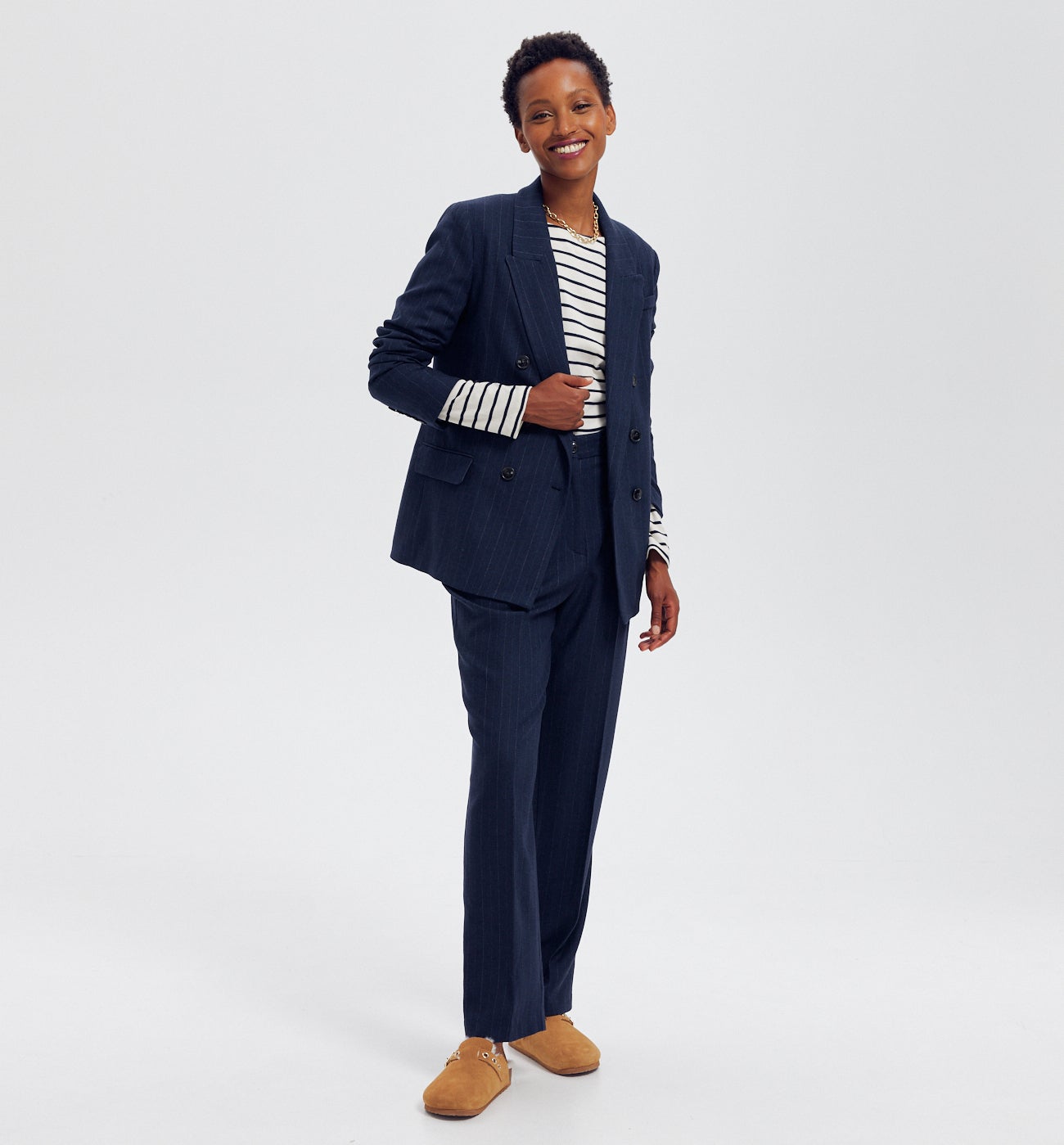Veste de tailleur rayée Femme - Rayé marine