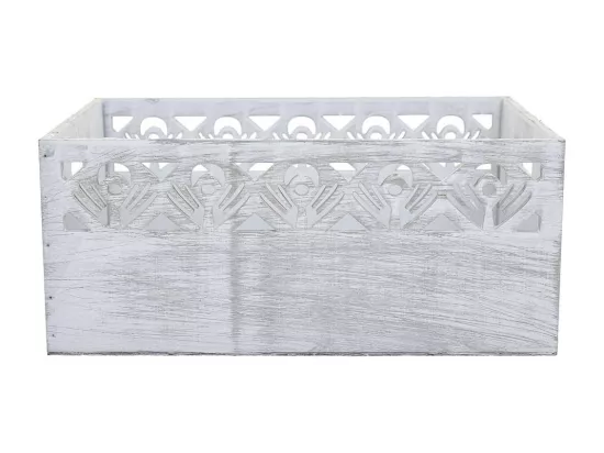 Ensemble de 3 paniers en bois blanc 35x25x15h-30x20x14h-25x15x13