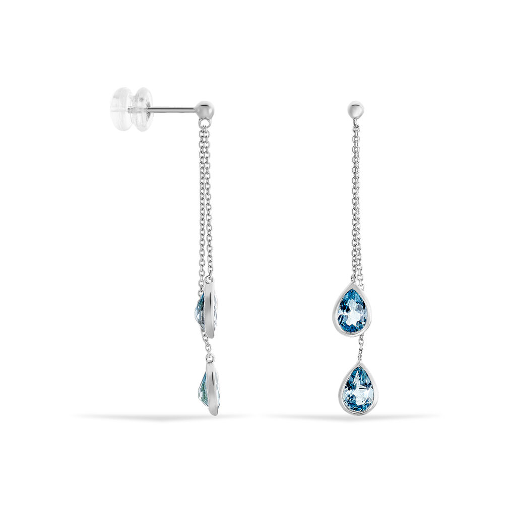 Boucles D'oreilles Pendantes Djime Or Blanc Topaze