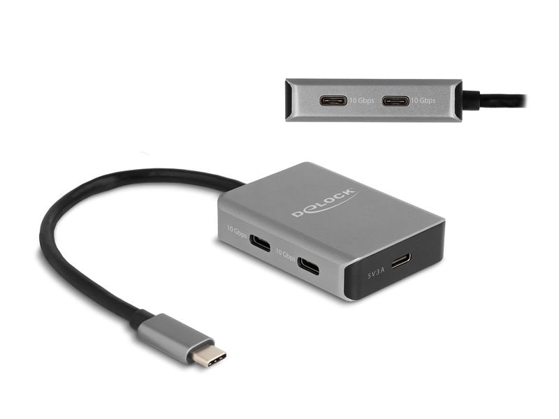 Delock USB-Hub 4 Port USB-C 10 Gbps Delock USB 10 Gbps 4 Port USB Type-C Hub mit USB Type-C Anschluss