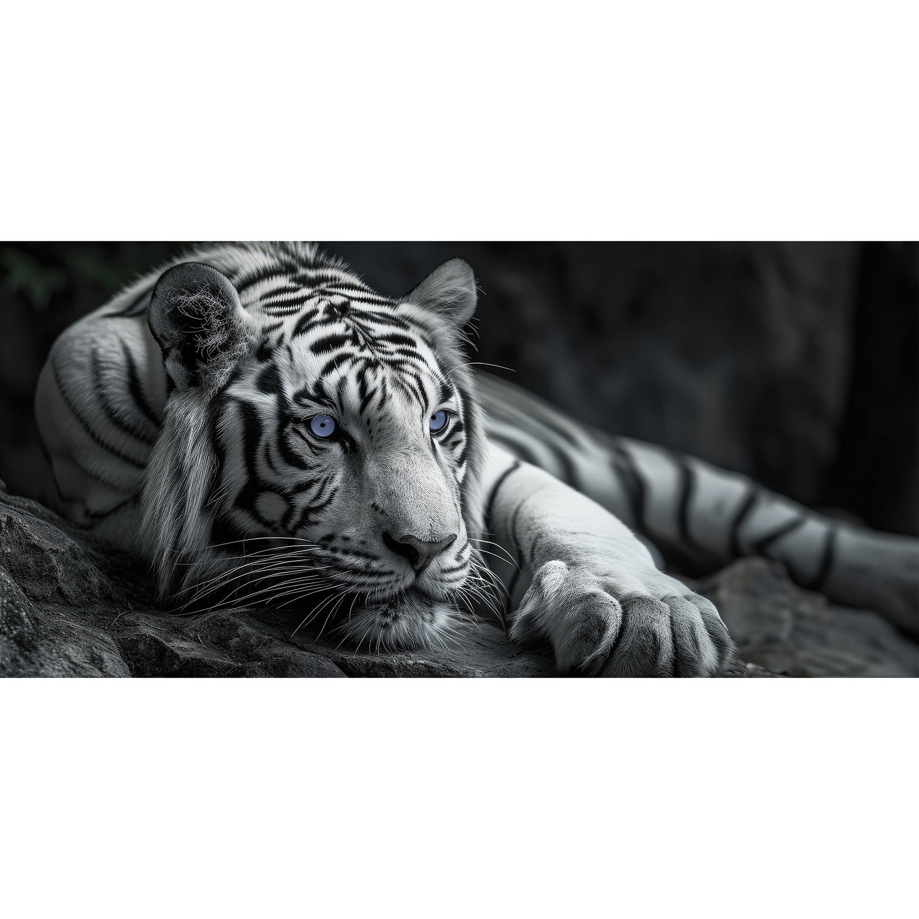 Keilrahmenbild TIGER - schwarz-weiß - 70x33 cm