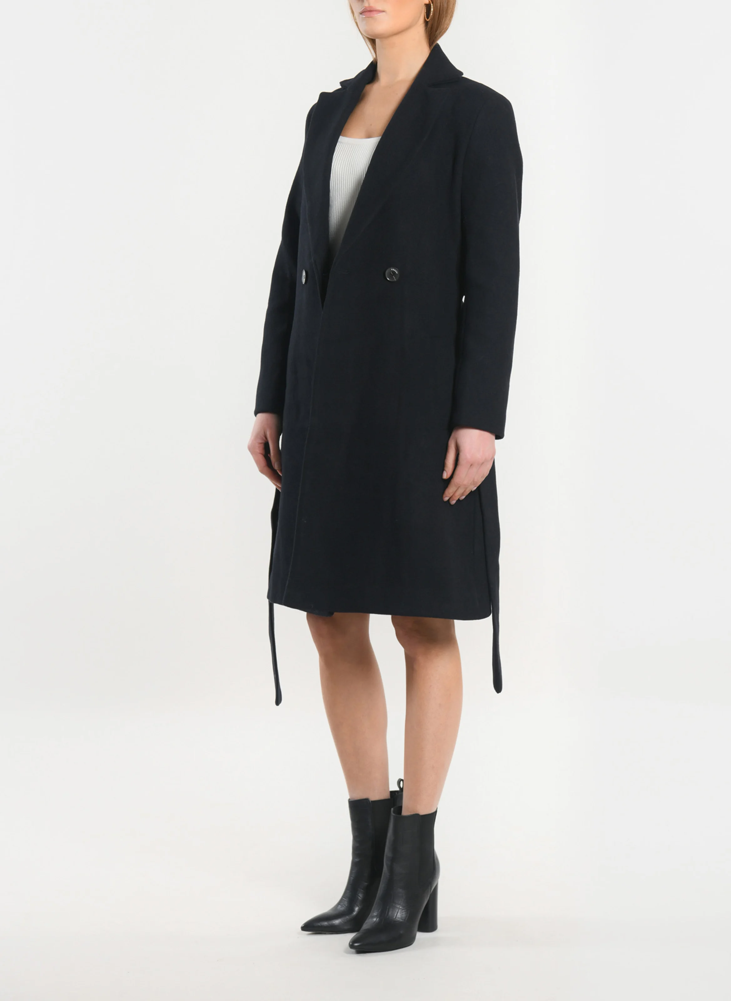 CATHY - Manteau droit en laine mélangée | Bleu