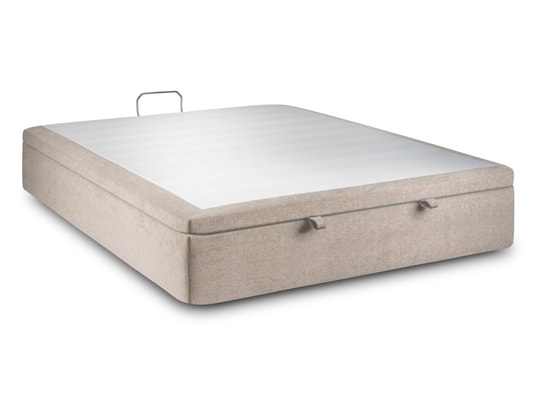 SOMMEIL DE PLOMB - Lit coffre Sommier coffre tissu beige brun 180x200 h39cm