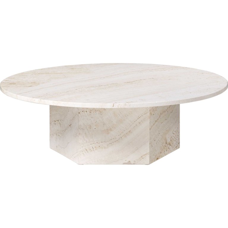 Gubi Epic salontafel Ø110 Neutral White Travertine