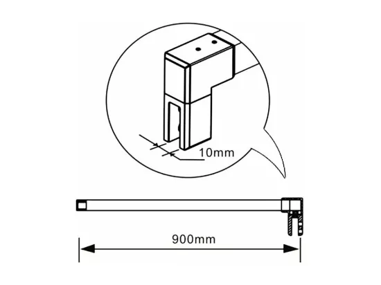 AICA paroi de douche à l'italienne chrome 90x190cm,6mm verre anticalcaire avec bandes horizontales sérigraphiées,barre de fixation 90cm en carré