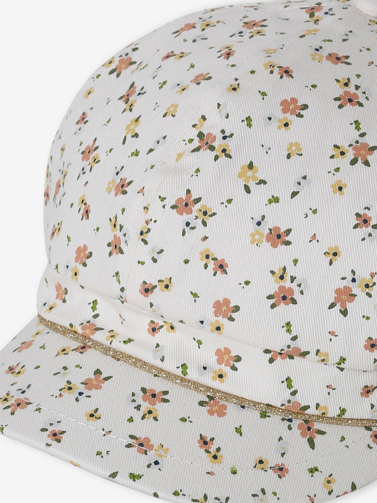 Boné Gavroche estampado para menina, cru