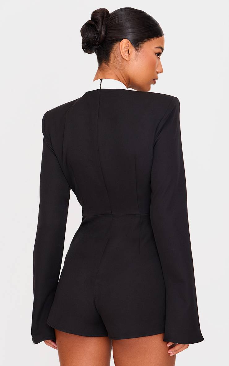 Noir Combi-short Tissée Avec Détail Nœud Papillon