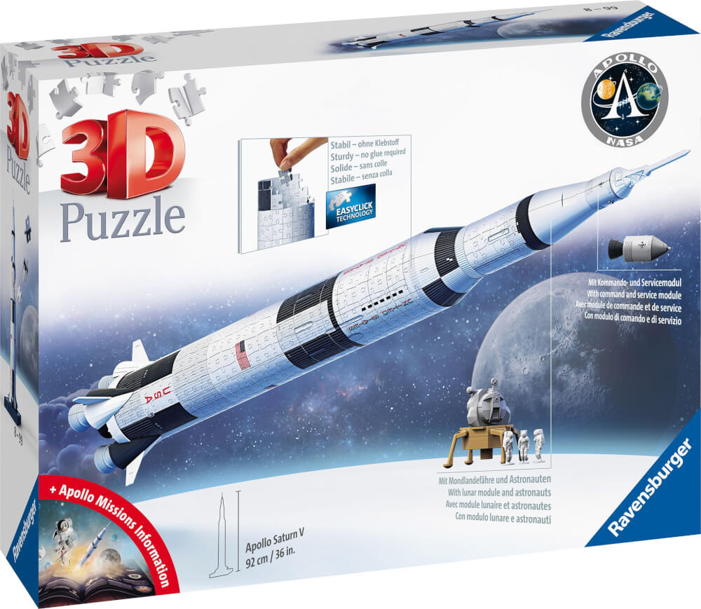 Ravensburger 3D Puzzle 11545 - Apollo Saturn V Rakete - 440 Puzzleteile - Für alle Weltraum Fans ab 8 Jahren