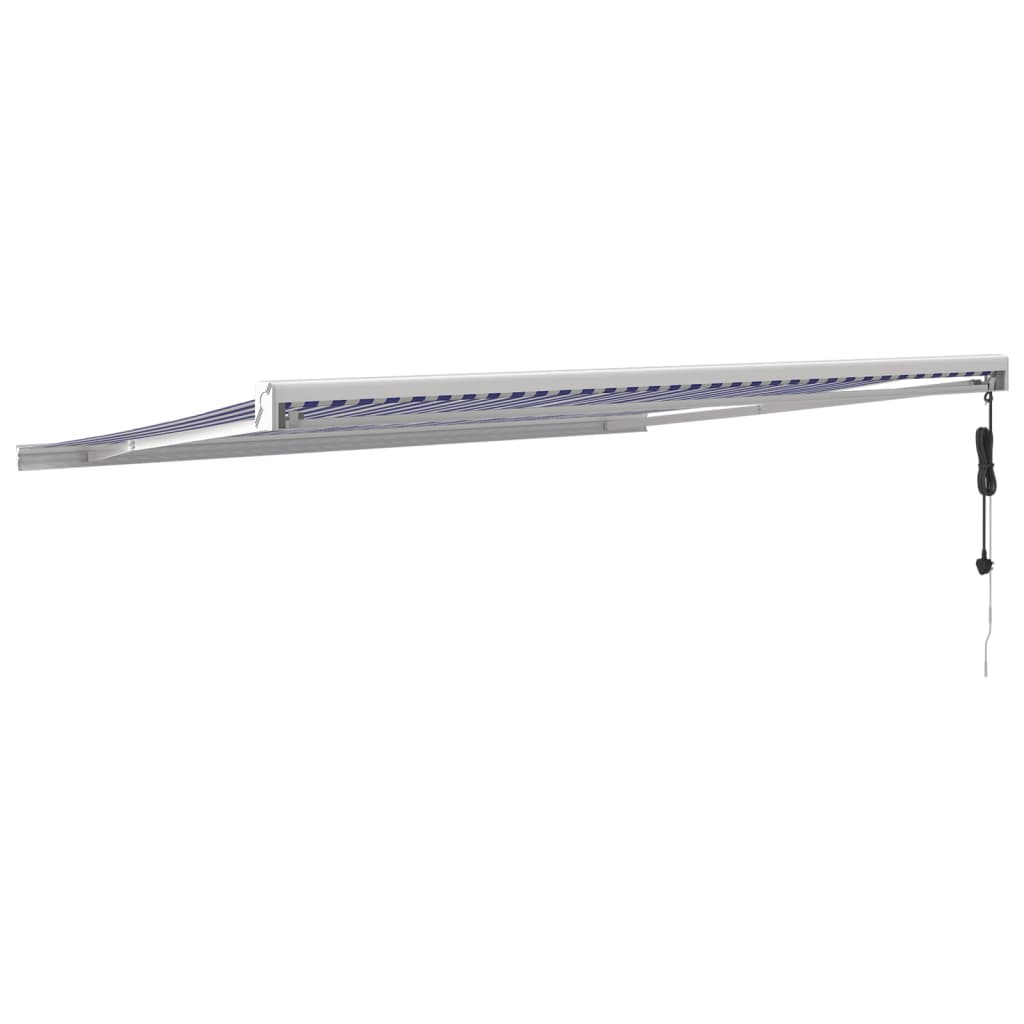 Auvent rétractable bleu et blanc 4,5x3 m tissu et aluminium