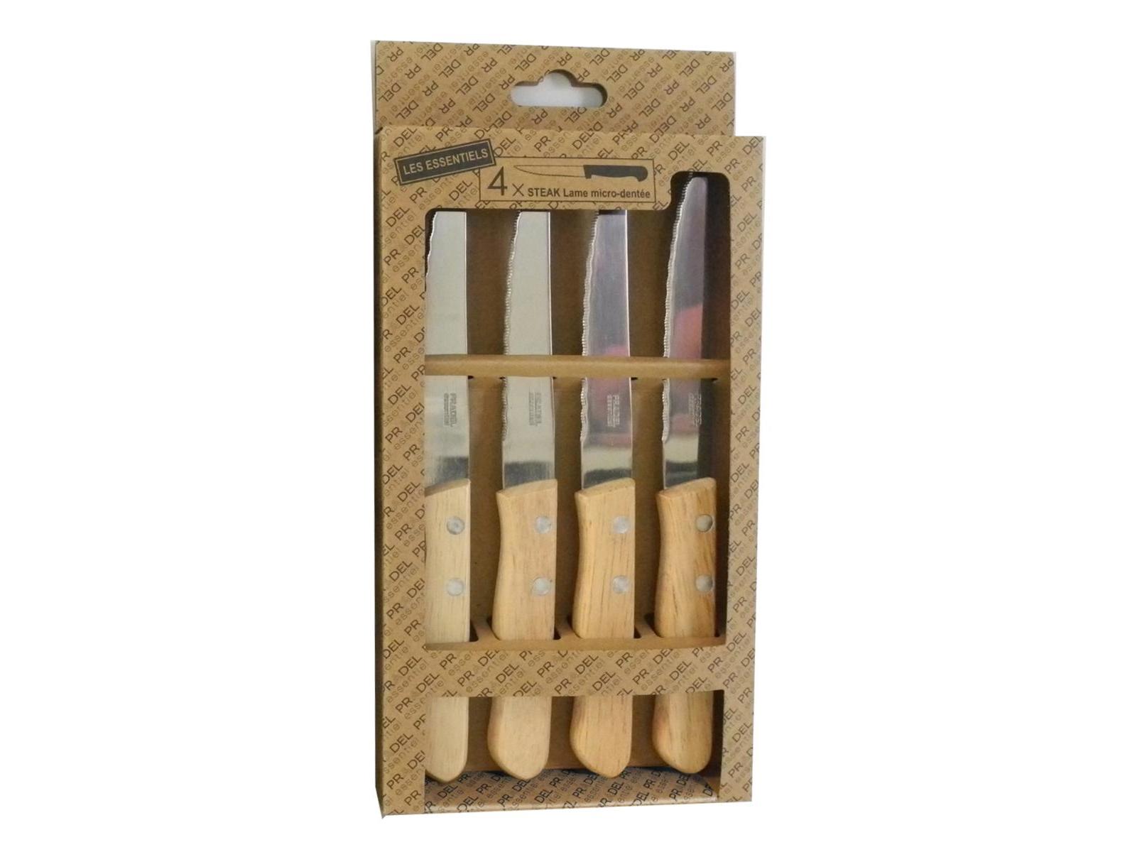CONJUNTO DE FACAS CARNE QUID COM CABO DE MADEIRA 21CM