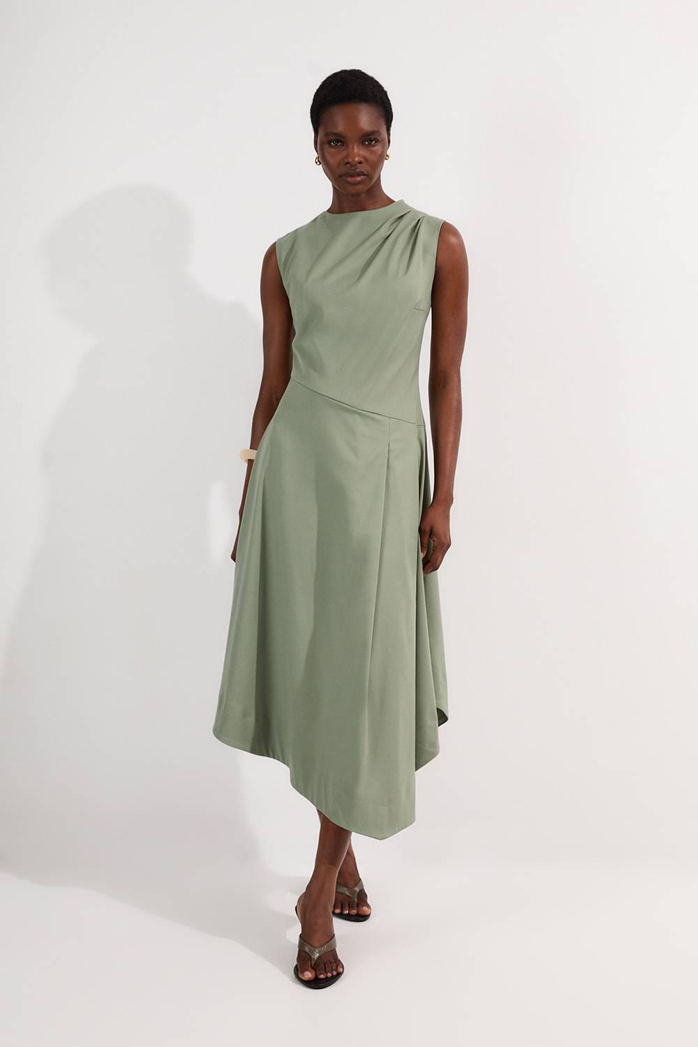 KarenMillen Robe midi asymétrique à corsage drapé ajusté