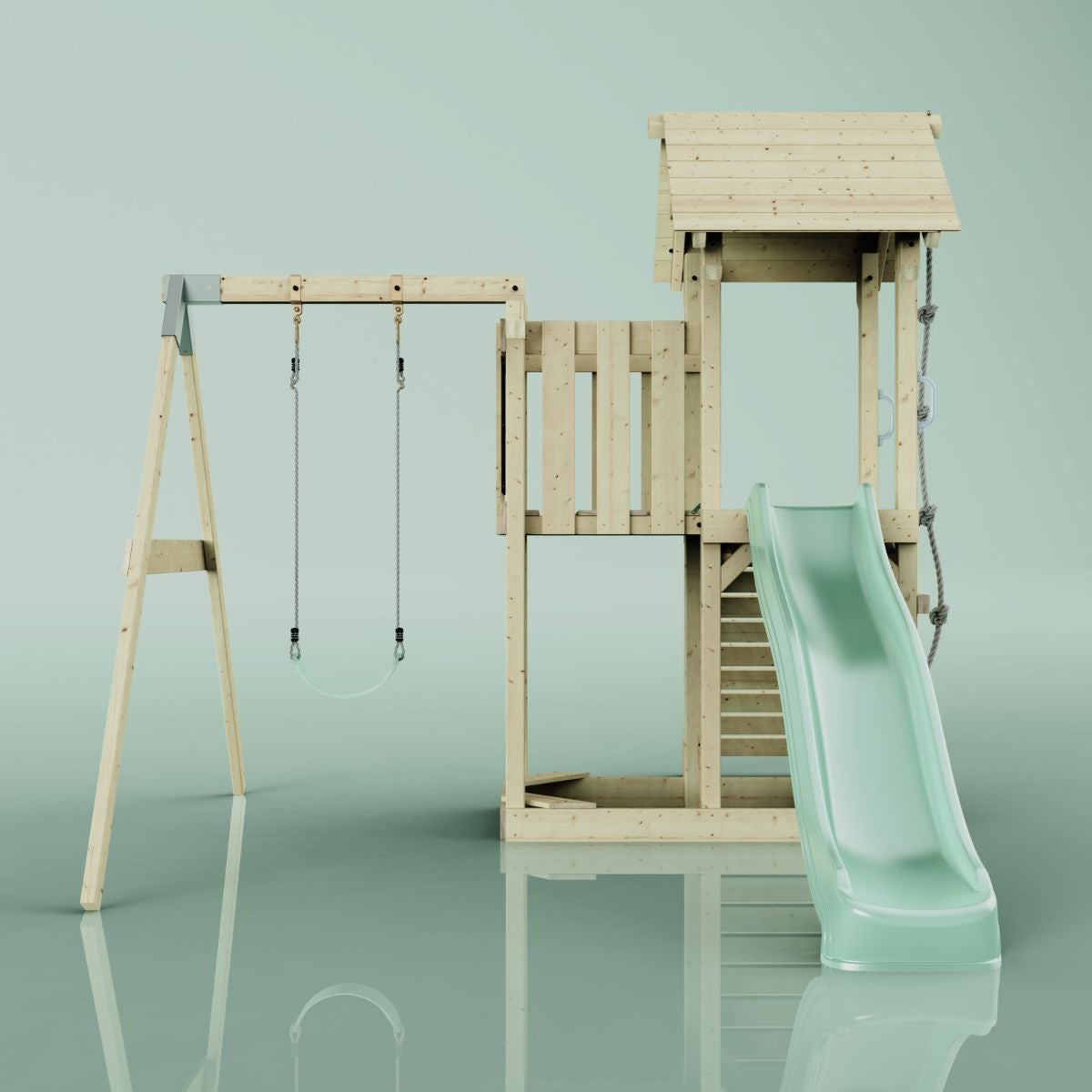 PolarPlay Bergen houten speeltoren in de kleur groen