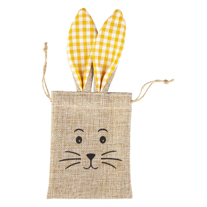 Geschenktasche mit Hasengesicht - aus Jute - ca. 10,5 x 33 x 0,5 cm - 1 Stück