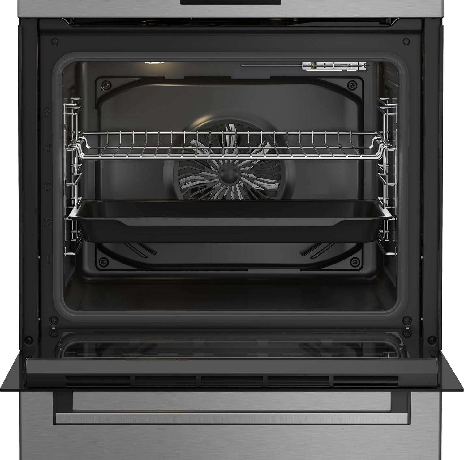 Beko FBM62320XDSL Freistehender Herd, Multifunktionsofen mit Gaskochfeld, 72 l Garraum-Volumen, 4 Kochzonen, 8 Heizarten, Seitengitter, Multifunktionsdisplay, Edelstahl