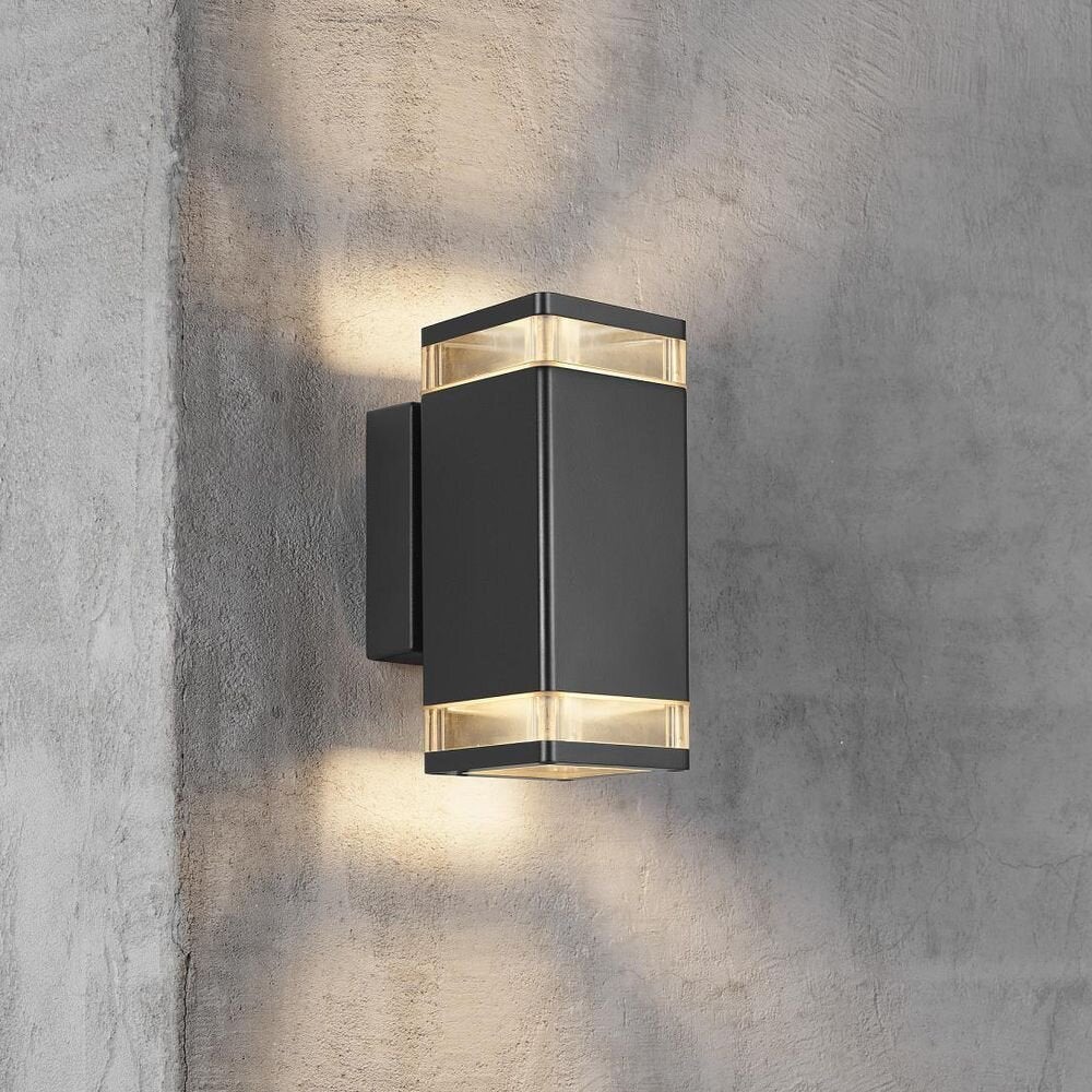 Elm buitenwandlamp, zwart, op en neer, 2xGU10