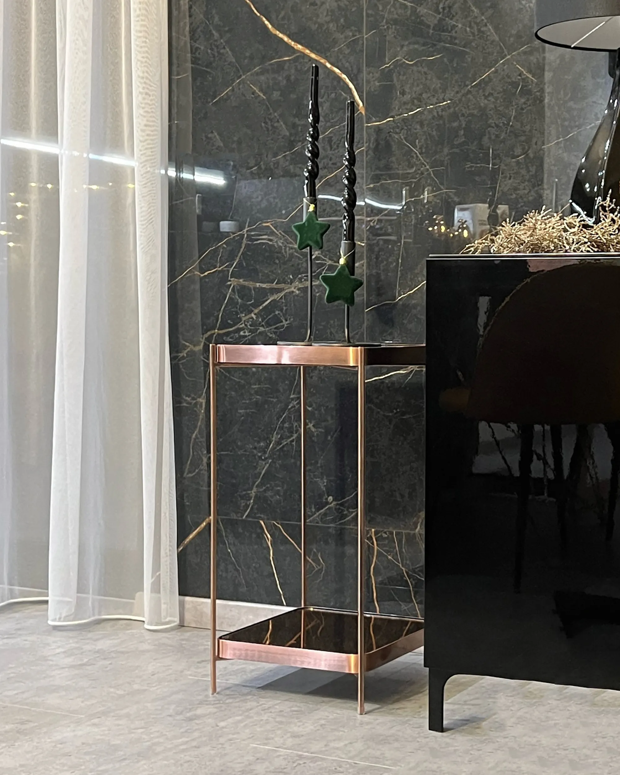 Bijzettafel ALSEA Veiligheidsglas Koper