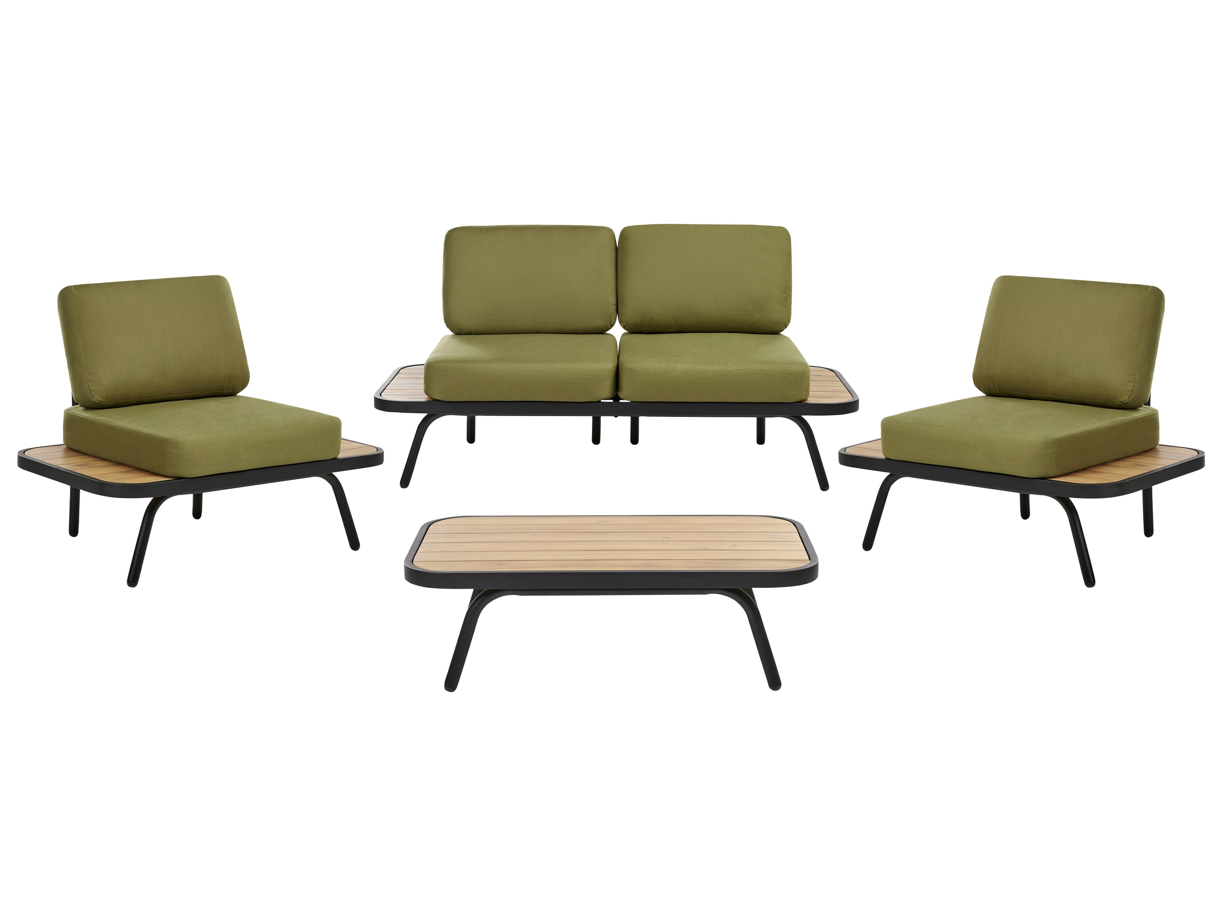 Loungeset met tafel 4-zits MINOZZO Gecertificeerd acaciahout Olijfgroen