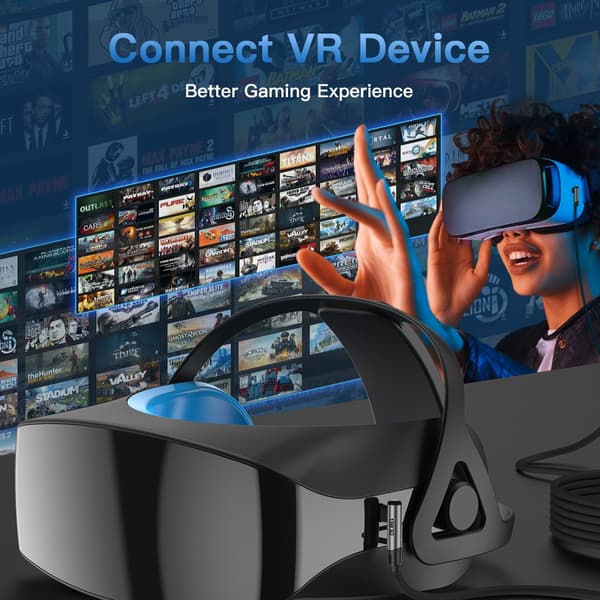 NÖRDIC VR Link-kabel 5m USB3.2 Gen1 USB-C til A 5Gbps 3A hurtiglading Quest 2 Super Speed ​​​​USB Svart