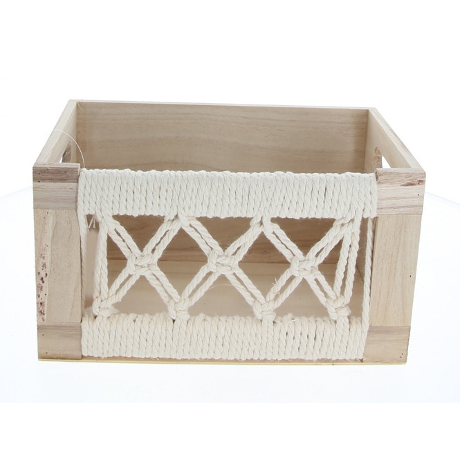Box - geflochtene Seiten - aus Holz - ca. 25 x 15 x 14 cm