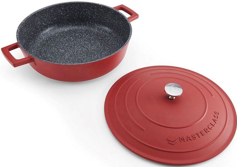 Braadpan, 28cm Laag - 2,5 L - Rood - Lichtgewicht - Levenslange garantie - Geschikt voor inductie - MasterClass