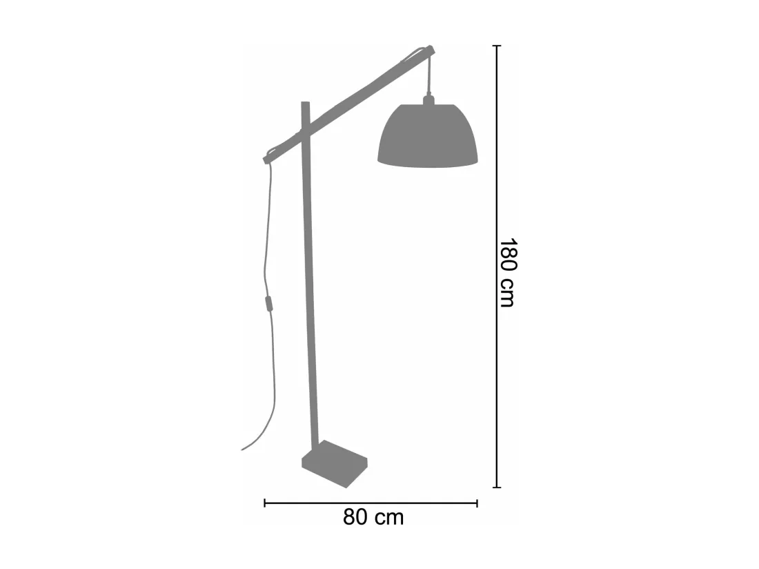 Lampadaire articulé bois naturel,cuivre 180 cm.