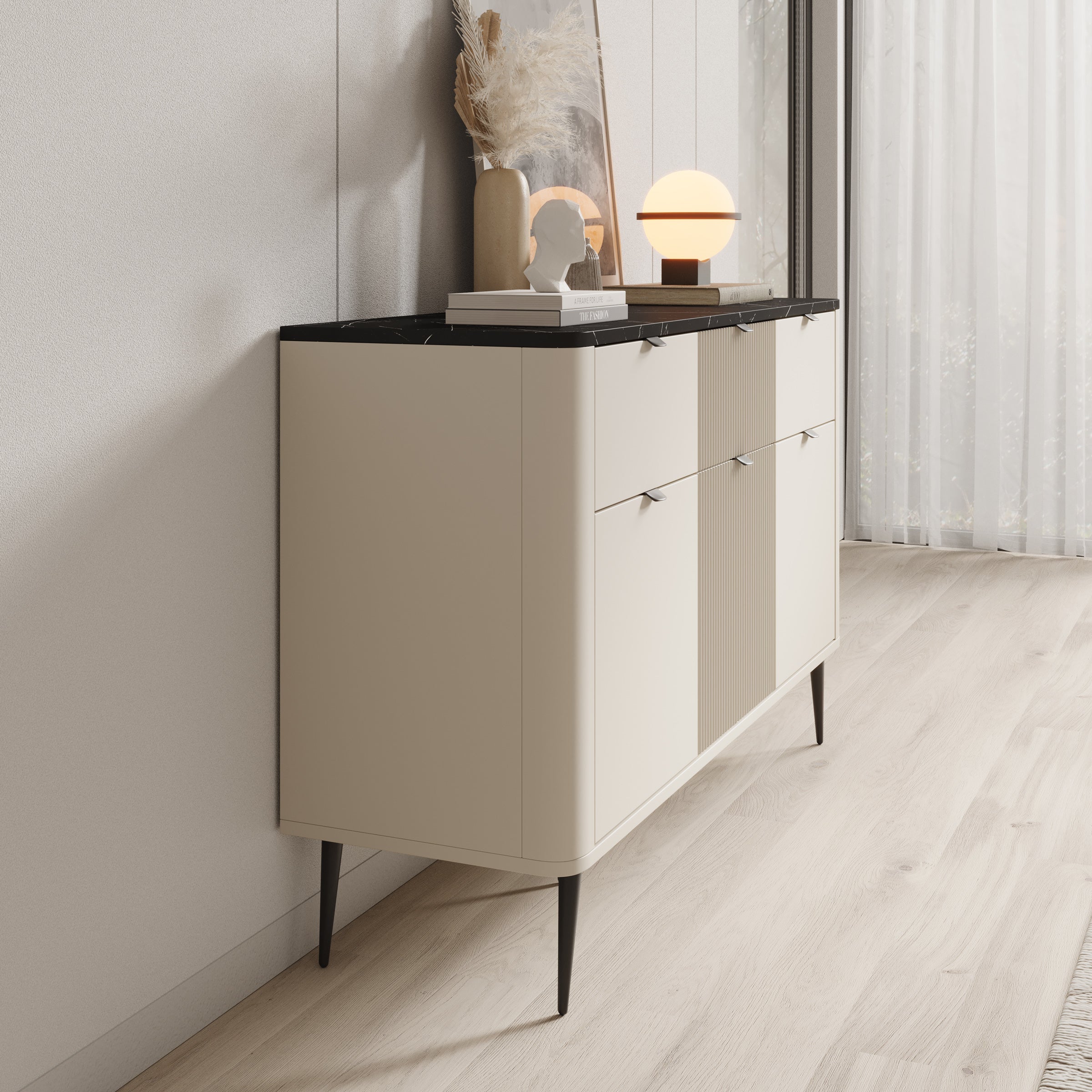 Meubella - Dressoir Mace - Beige - 130 cm