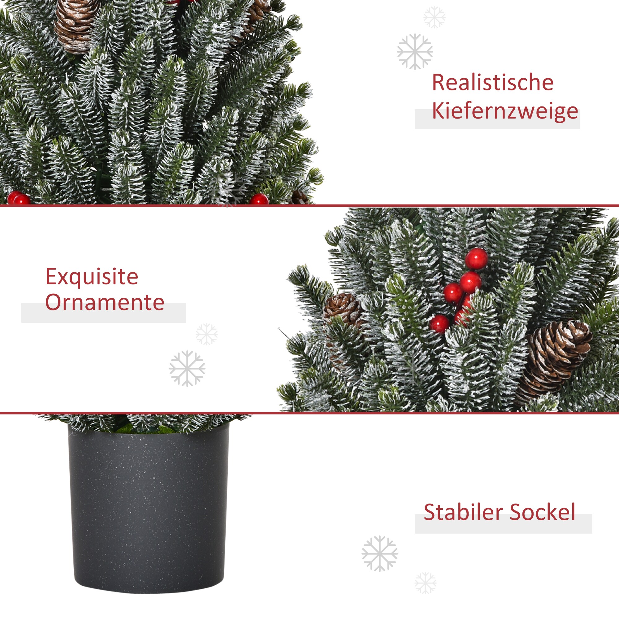 HOMCOM Künstlicher Weihnachtsbaum für den Tisch mit künstlicher Schneeoptik grün Ø27 x 47H cm