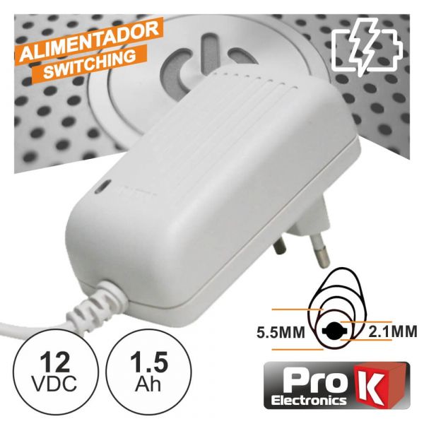 ProK Electronics Alimentador Switching 12v 1.5a Branco