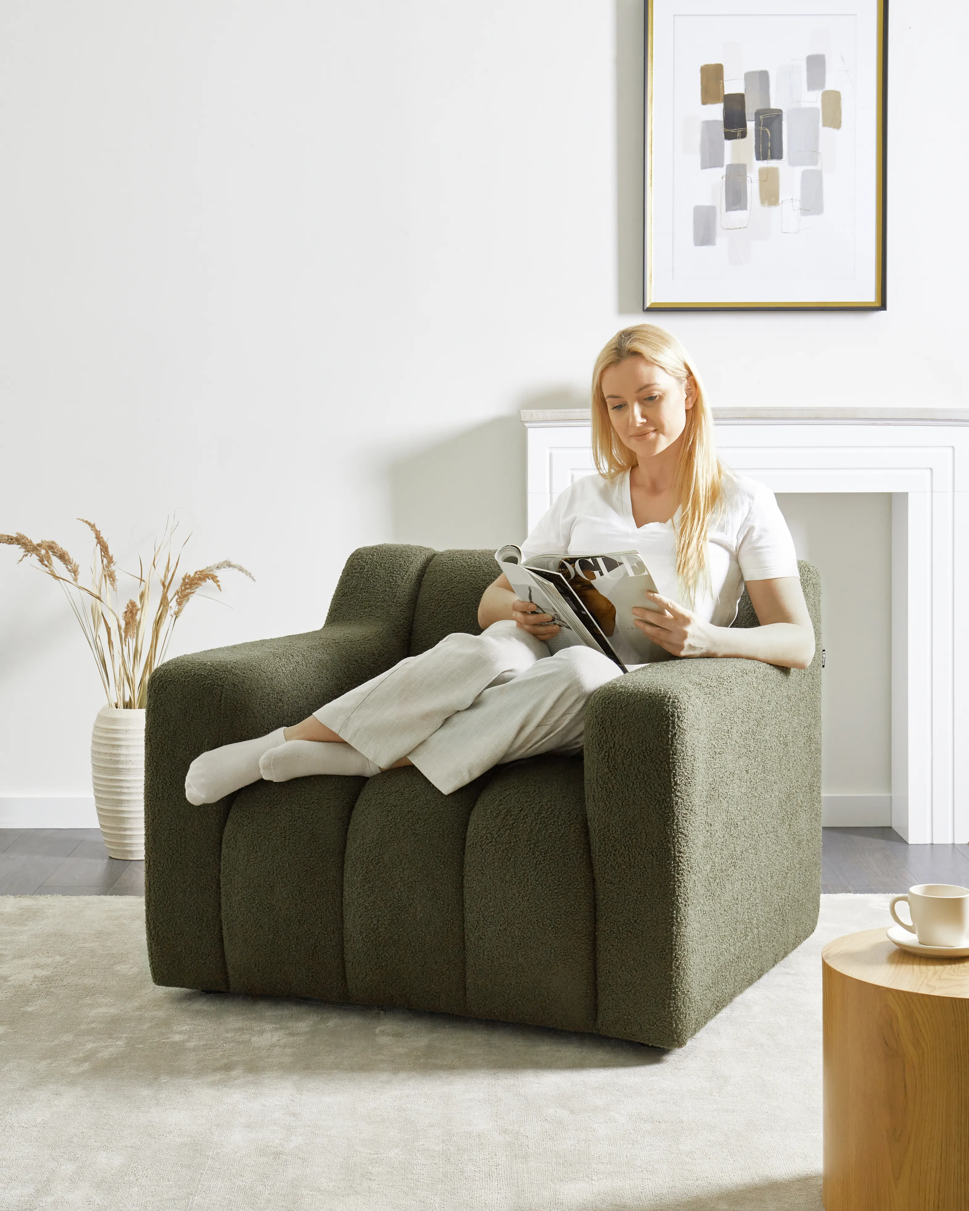 Fauteuil AGERUP Bouclé Donkergroen