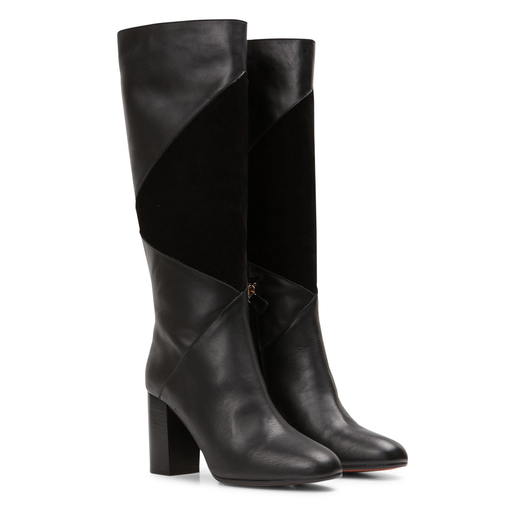 PAULA - Bottes hautes à talon en cuir | Noir
