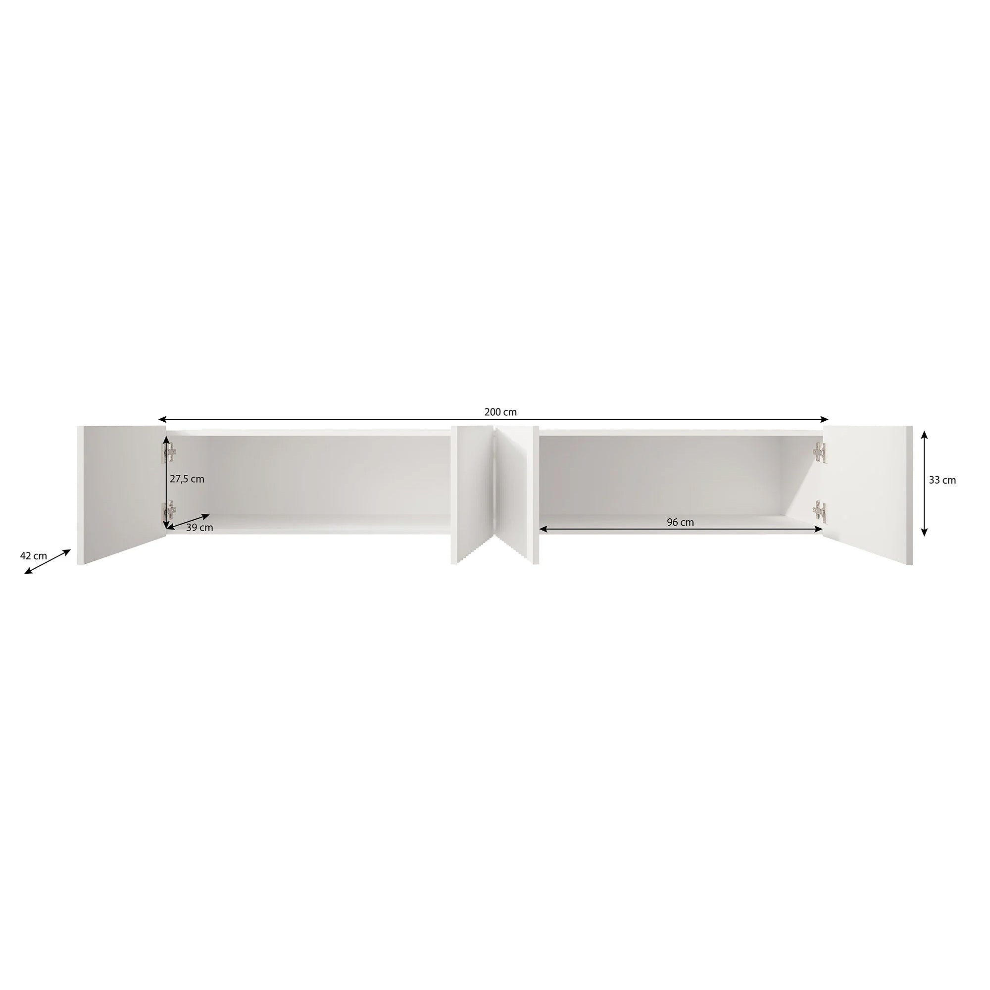 Pepinos - TV-Meubel - Mat zwart - 200x42x33 cm