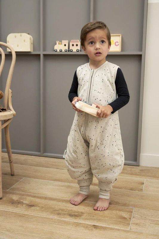 Meyco Baby Rib Mini Spot baby winter slaapoverall jumper - sand melange - 80cm - 2.0 TOG