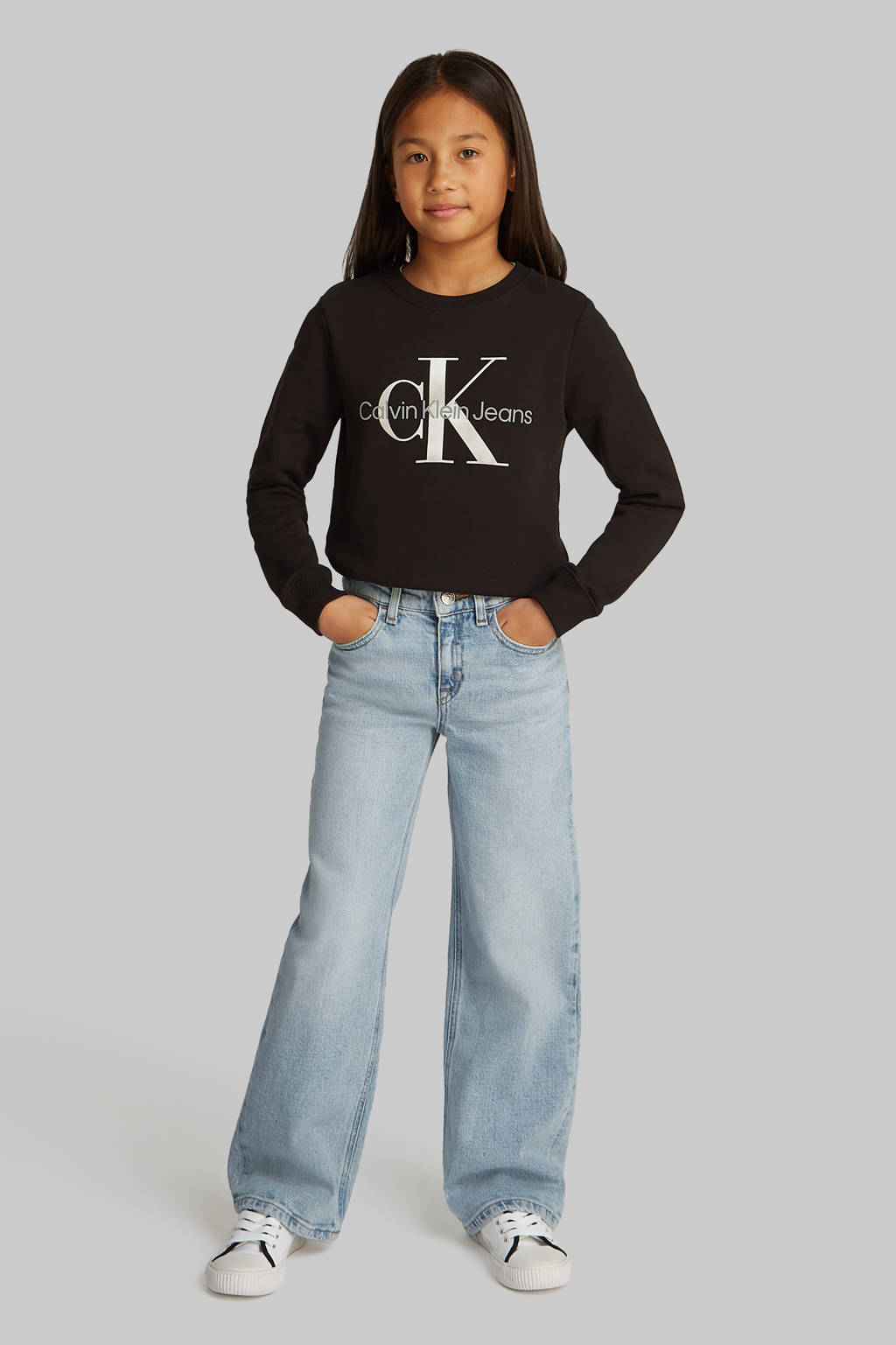 Calvin Klein wide leg high waist jeans light blue denim
