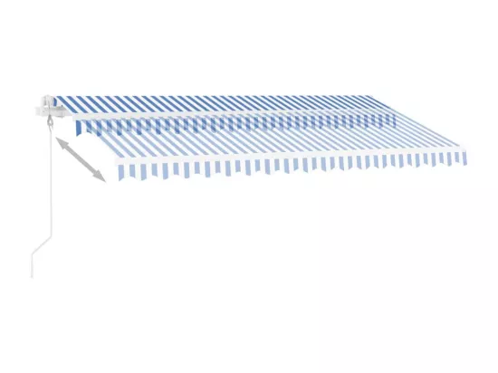 Auvent automatique capteur de vent/LED 400x300 cm Bleu et blanc