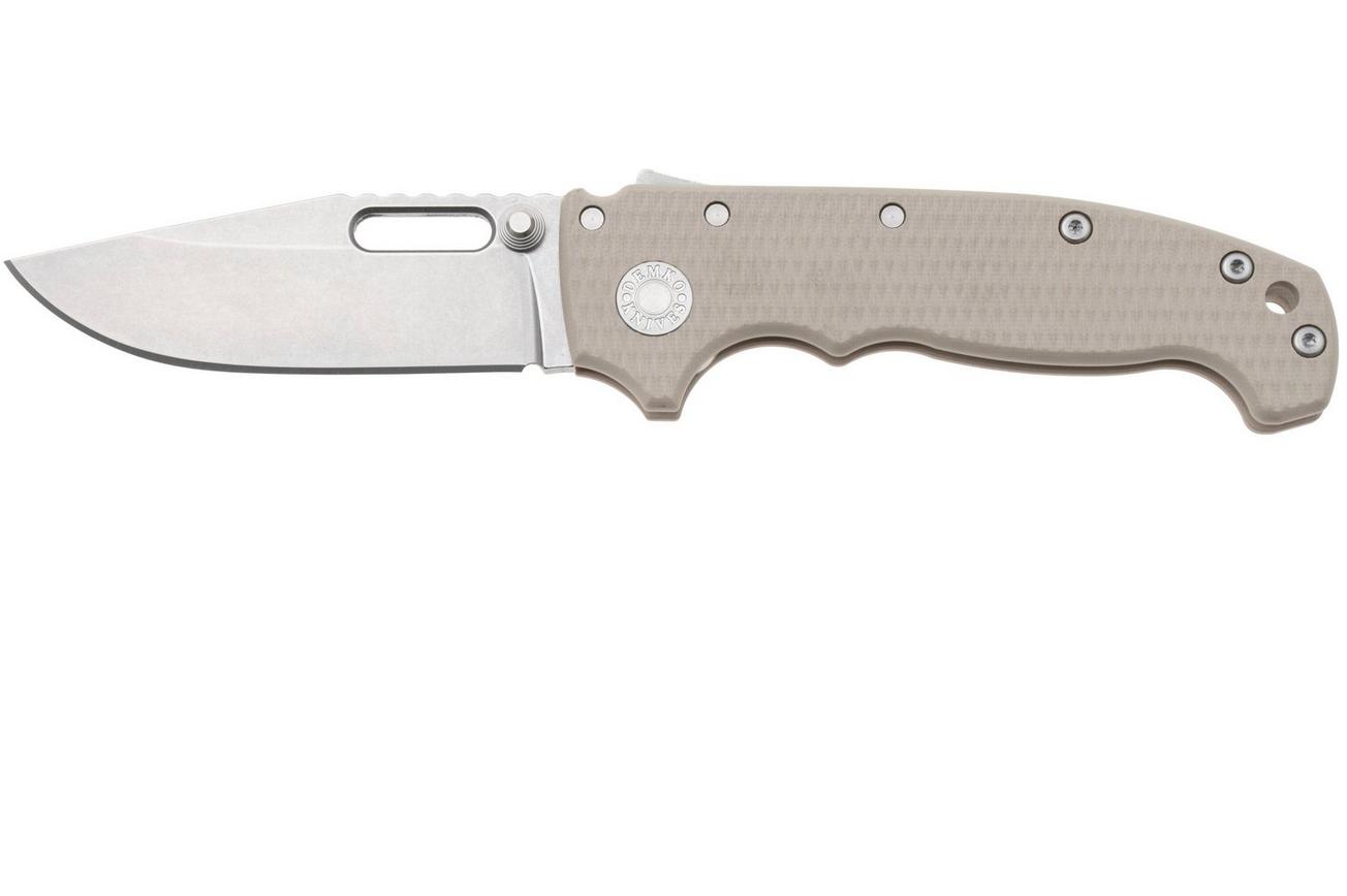 Demko MG AD20 Shark-Lock, Stonewashed MagnaCut Clip Point, MGAD20-MAG-TAN-G10, Tan G10 zakmes