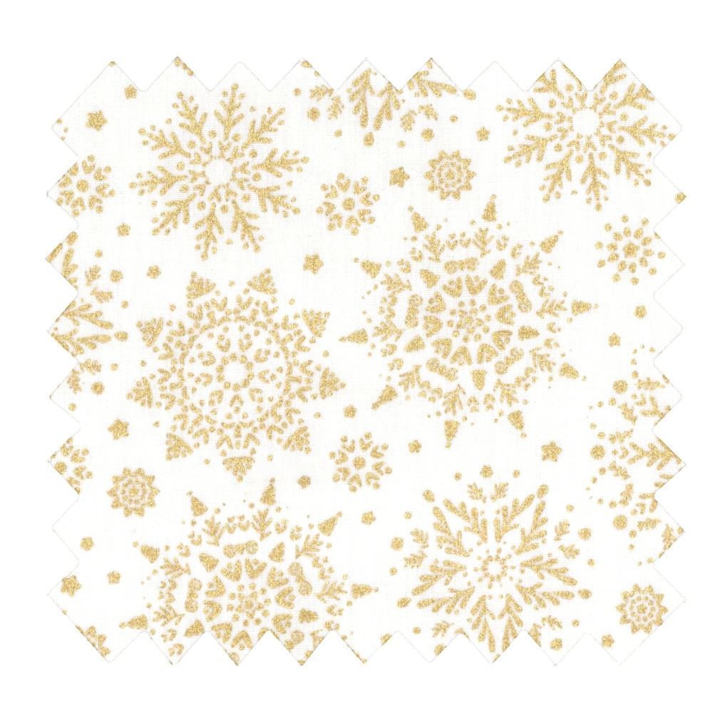 Tissu Coton Au Mètre Ex2449 Flocon De Noel Or Ecru